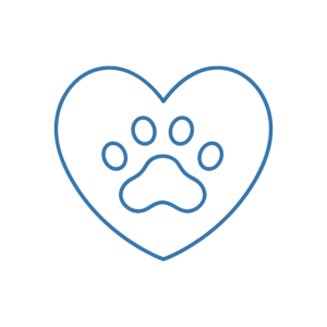 Icona di un cuore con un'impronta di zampa al centro, dedicata alla cardiologia veterinaria per animali a Verona.